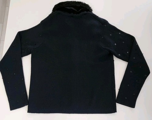 Vintage Gr. M Marisa Christina schwarz Pailletten Kunstfell Strickjacke Pullover - Bild 10 von 10
