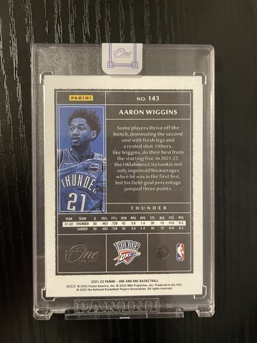 2021-22 Panini One And One Aaron Wiggins Green /5 RC #143 OKC Rookie SSP Sealed - Picture 2 of 2
