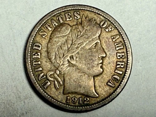1912 BARBER silver U.S. dime. Nice original VF+. #q1