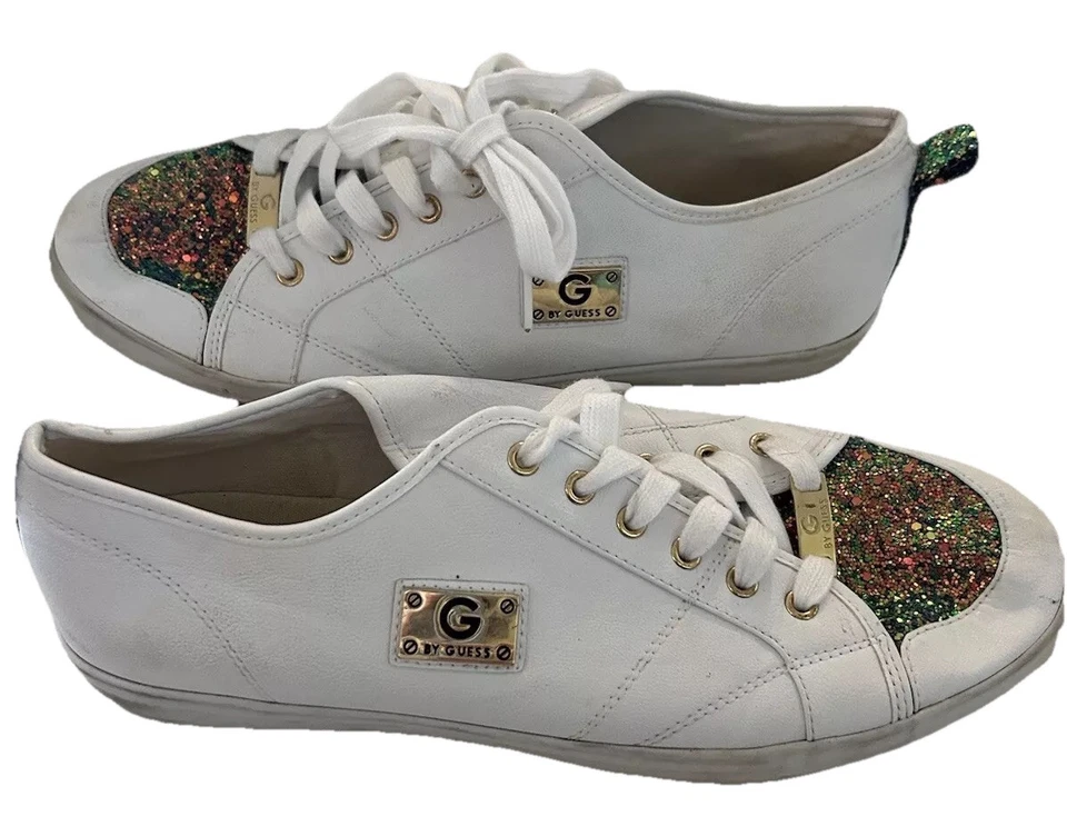 G By GUESS Blanco Acolchado BRILLO Tenis Zapatos Entrenadores Wn’s Talla 11 MALLORY Foto 2 de 4