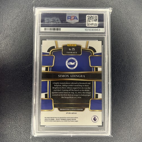 2023-24 Panini Select Terrace White Sparkle SSP RC Simon Adingra PSA 10 - Imagen 2 de 2