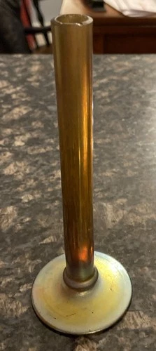 Antique STEUBEN Signed Gold Aurene Stick Flower Vase #2556 USA