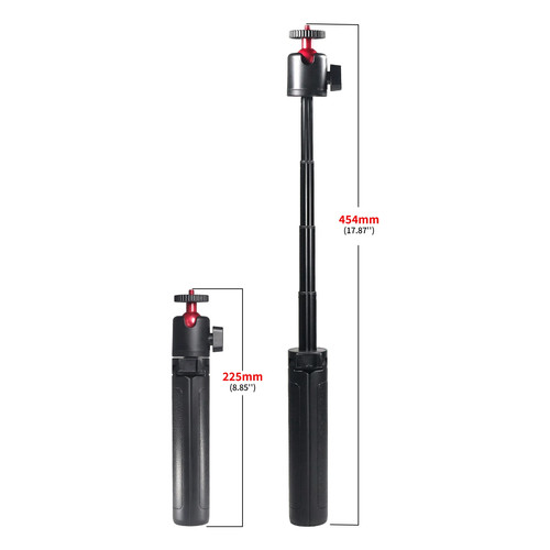 Mini Ball Head Tripod Grip with 1/4" Screw & Cold Shoe for Mobile Phone Camera - Imagen 7 de 30