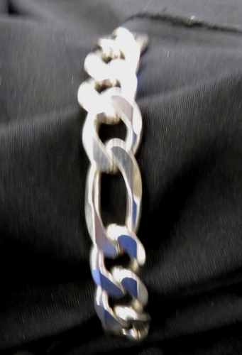 Silver 925 thick 8.5 INCH Figaro bracelet, TOTAL WT: 47.9g - Picture 3 of 8