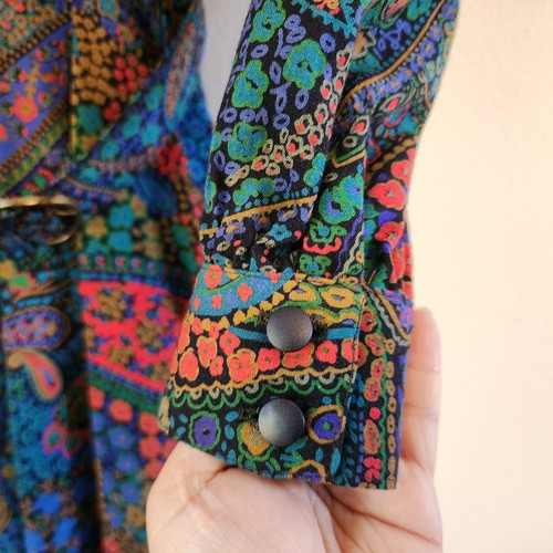 Vintage Alexon Midi Dress Paisley Print Long Slv Wool Blend Women 10US Retro 90s - Bild 9 von 22
