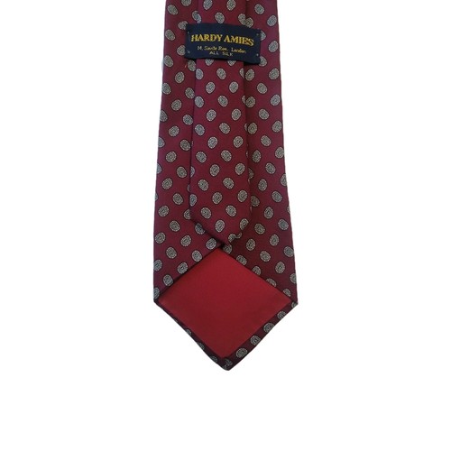 Vintage Hardy Amies Herrenkrawatte rot Paisley Designer Krawatte Funky Retro ganz Seide - Bild 3 von 7