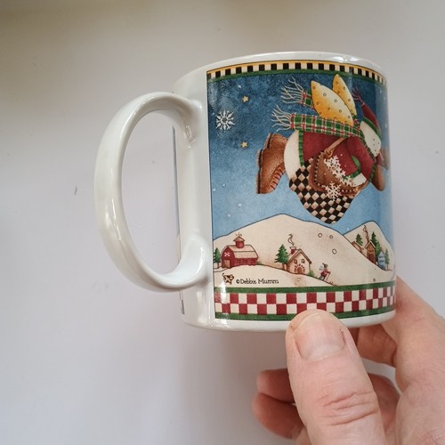 Sakura SNOW ANGEL VILLAGE Debbie Mumm Coffee Mugs Cups Christmas Set of 4 - Picture 4 of 6
