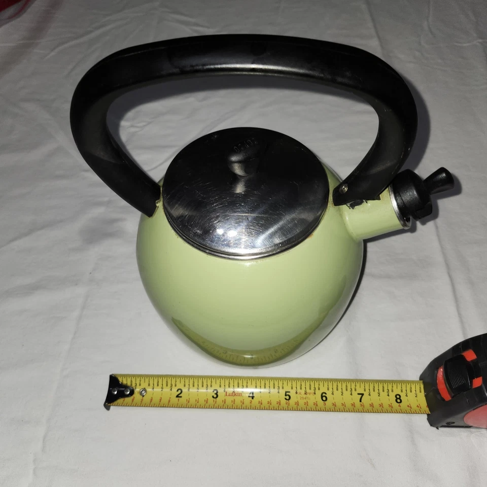 Copco Tea Kettle Avacodo Green 2 QT Whistling Stainless Steel Enamel Wilton - Image 3 of 4