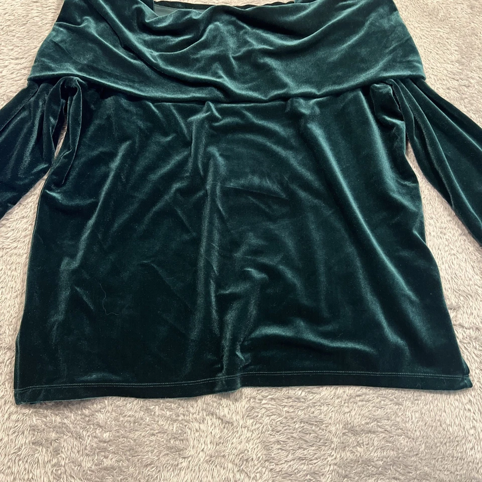 Blusa de terciopelo Chicos Travelers para mujer 3 16/18 verde sin hombros mangas 3/4 Foto 4 de 4