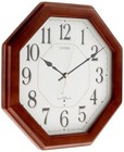 RHYTHM CITIZEN Nemurina Happiness Radio-Controlled Wall Clock with Wooden Frame,