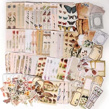 200-Piece Vintage Scrapbook Supplies Kit Plant Ephemera Stickers DIY Journal