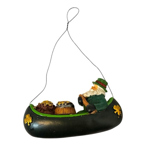 Vintage Irish Santa in boat with bags of gold coins, St. Patricks Day Christmas - Picture 4 of 6