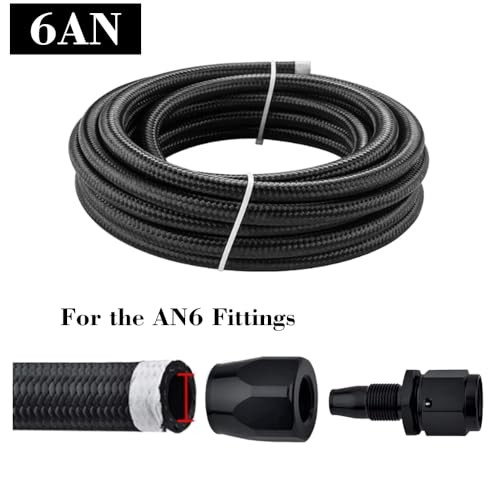 6AN Fuel Line, 3/8 Transmission Cooler Hose,AN6 Braided Hose 6AN-10FT  - Picture 2 of 7