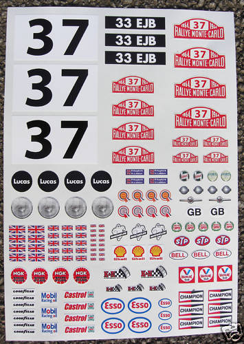 RC 10th scale Mini Cooper Monte Carlo Rally stickers Decals 37 Hopkirk RC 10th scale Mini Cooper Monte Carlo Rally stickers Decals 37 Hopkirk