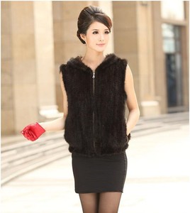 mink vest with hood