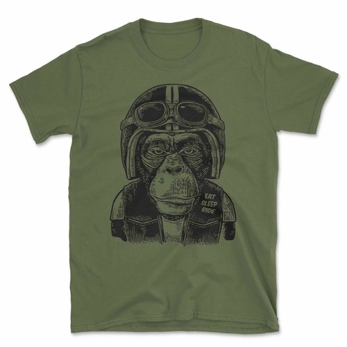 Monkey Biker T-Shirt | Funny Rocker Motorbike Motorcycle Eat Sleep Ride Gift - Picture 7 of 7