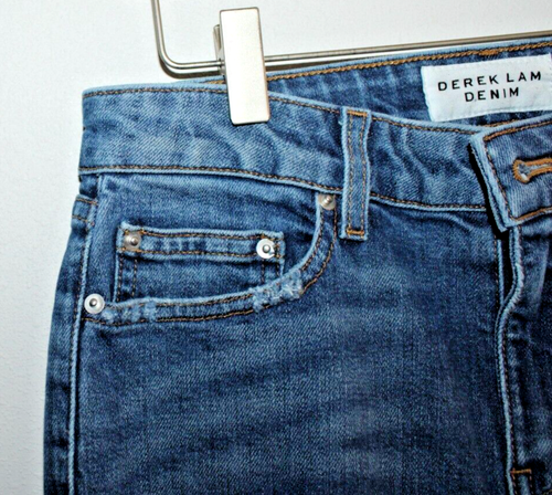 Derek Lam Denim blaue Jeans Größe 28 28 28x28 Distressed 9" mittelgroßer Rise dünn - Bild 6 von 8