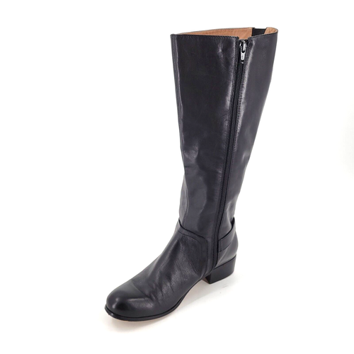 Corso Como Wms Boots Knee High Riding Black leather MisMatched Zip Buckles 8/8.5 - Picture 5 of 8