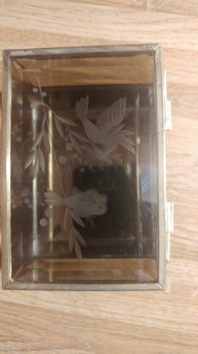 Vintage Box Mini Schmuck schwer klar Buntglas Geschenk für sie Ring Gelübde Schmuck - Bild 9 von 10