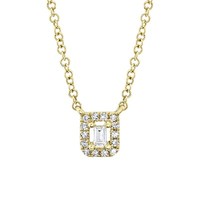 Baguette Diamant AnhäNger Halskette 14K Gelbgold Quadrat Halo 0.05CT NatüRlich