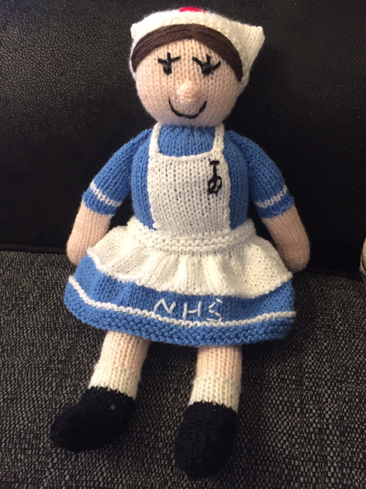 knitted nurse doll