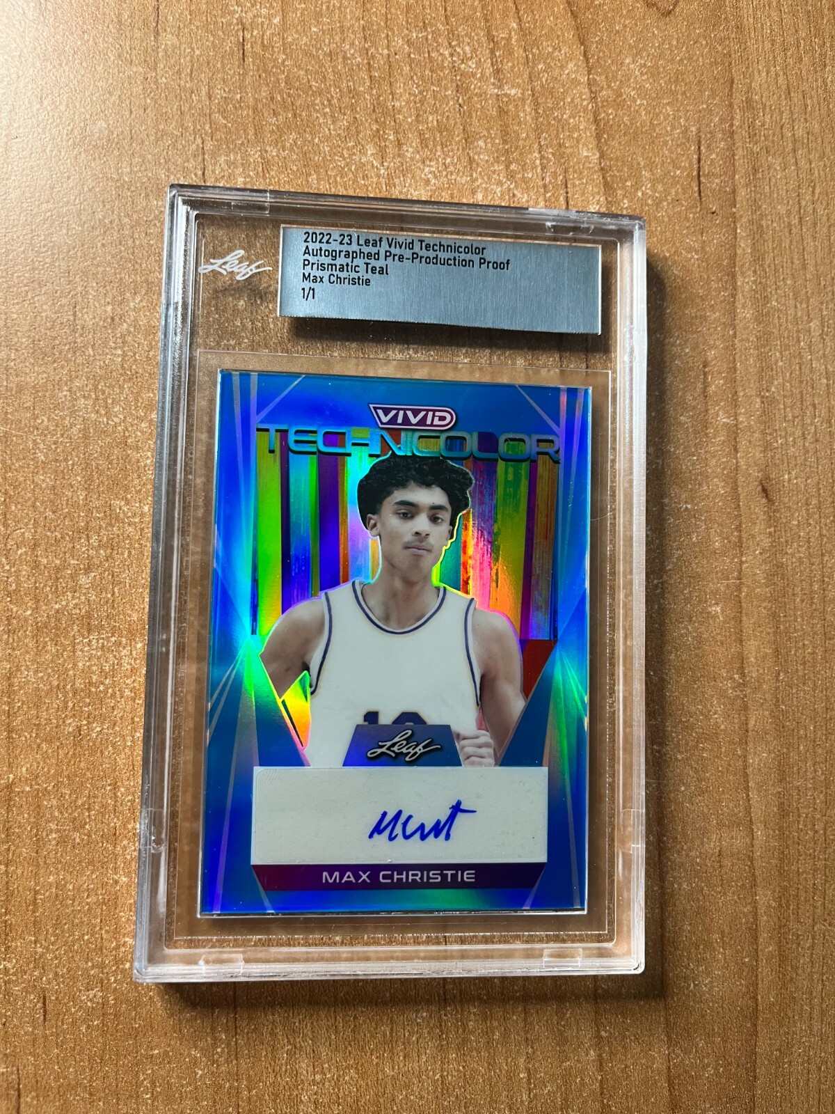 2022-23 Leaf Vivid - Max Christie - Teal Prismatic Technicolor Slabbed Auto 1/1