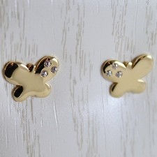 18K YELLOW GOLD EARRINGS MINI BUTTERFLY, ZIRCONIA FOR KIDS CHILD