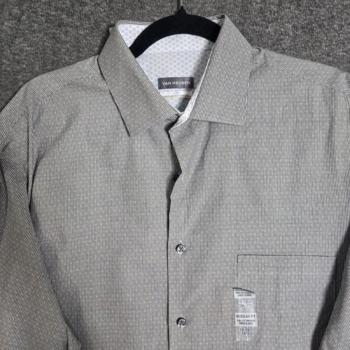 Van Heusen Shirt Mens 16.5 34/35 Air Regular Fit Stretch Button Up Long Sleeve - Picture 2 of 12