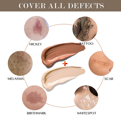 Tattoo Cover up Makeup Waterproof Concealer for Dark Spots, Scars, Vitiligo, and - Picture 4 of 12