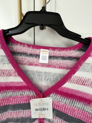 NWT Gymboree Pink Fuzzy Cardigan Sweater Girls Sz 10-12 Striped Plush Soft - Picture 3 of 6