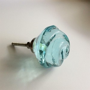 Chic Shabby Aqua Glass Crystal Cabinet Knob Dresser Drawer Mfg