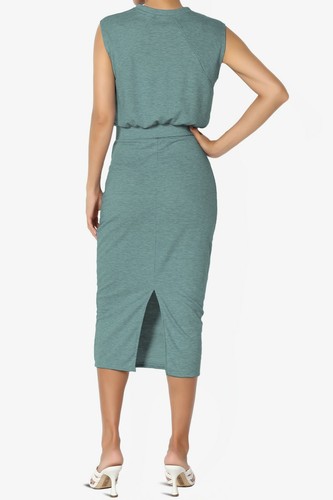 TheMogan S~3X Baby Terry Semi Crop Tank Top & Pencil Calf Midi Skirt 2 PC SET - Picture 112 of 218