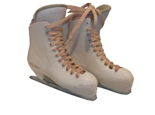 VINTAGE LAKE PLACID Molded Women's Figure Skates w/Pink Laces marked 3-4  1