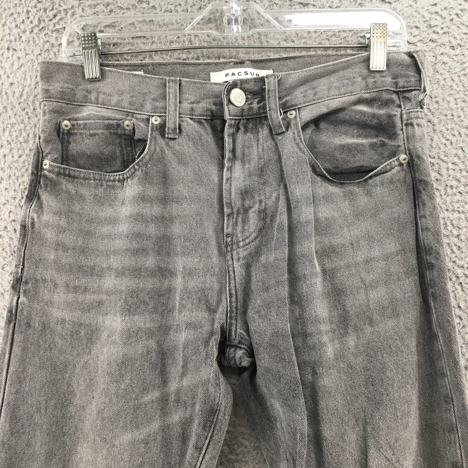Pantalones de mezclilla Pacsun ajustados cónicos para hombre 30X32 (real 31x30,5) gris tiro medio cremallera mosca informales Foto 2 de 4