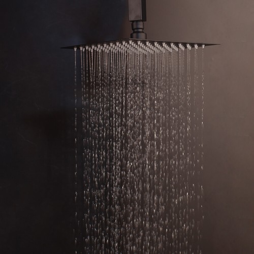 Juego de grifos de cabezal de ducha de baño de 8" montados en el techo negros grifos mezcladores de pulverización manual - Imagen 10 de 10