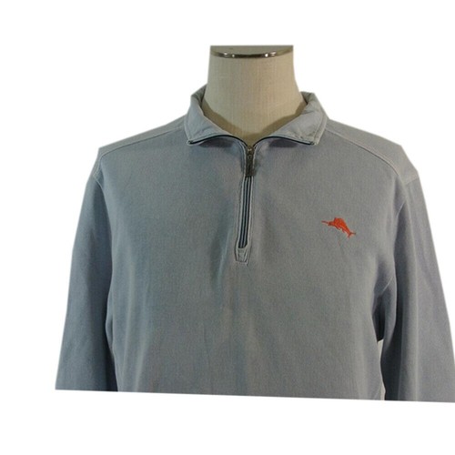 Tommy Bahama Sweater Men's medium light blue 1/4 quarter zip pullover L/S - Picture 9 of 12