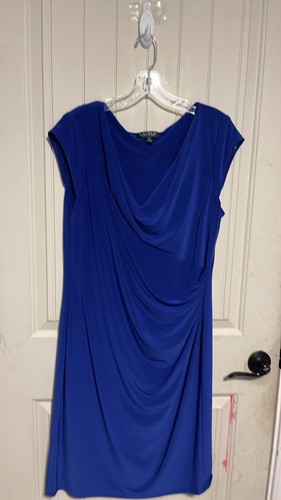 Ralph Lauren Royal blue Dress with cinch Waist. Sz 16 - Picture 2 of 5