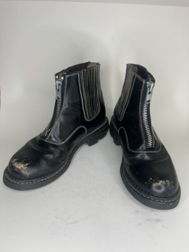 john fluevog Ankle Boots Men Size 9 Black Leather Zip Casual - Picture 2 of 18
