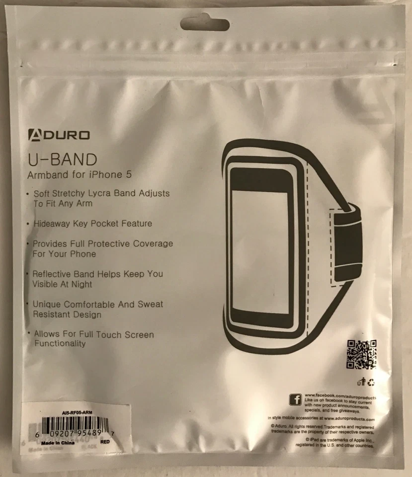 Brazalete Reflectante Aduro U-BAND para Apple iPhone 5 Rojo Nuevo Foto 2 de 2