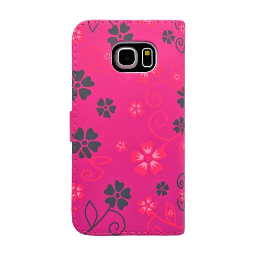 Case For Samsung Galaxy S6 Edge Wallet Flip PU Leather Flower Swirl Pouch Cover - Picture 18 of 24