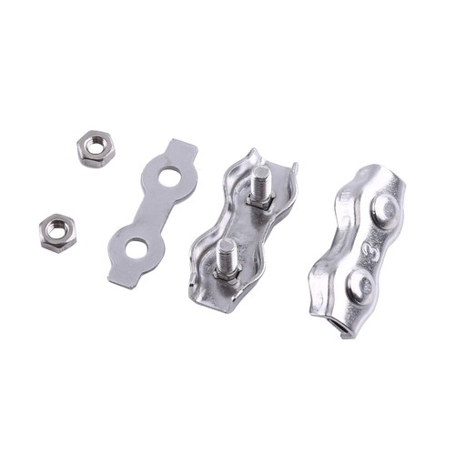 10Pcs M3 Duplex Clips Stainless Steel Wire Cable Grips Simple Design Silver - Picture 3 of 7