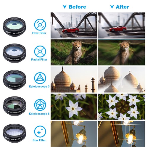 APEXEL Portable 9 in 1 10X Lens Set Phone Camera Lens Macro/Wide Angle/Telephoto - Picture 39 of 80