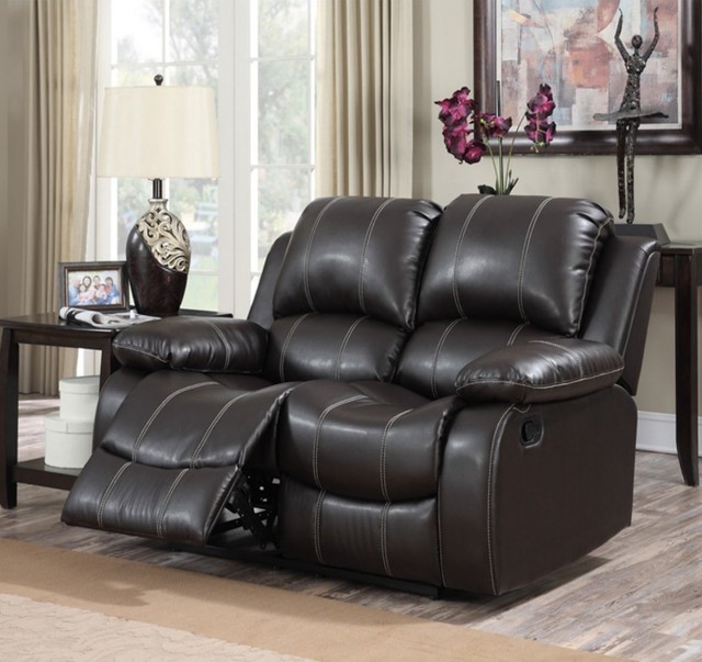 Home Theatre Loveseat Reclining Leather Sofa Couch Level Seats Snuggle Comfy