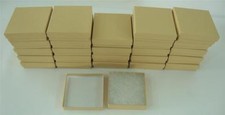 25 New 3.5" x 3.5" Gift Boxes Kraft Cotton Filled Jewelry Retail Store Supplies
