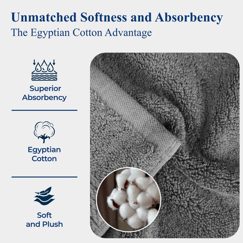 Madison Egyptian Cotton Pile Plush Heavyweight Absorbent Soft 8 Piece Towel Set - Picture 27 of 195