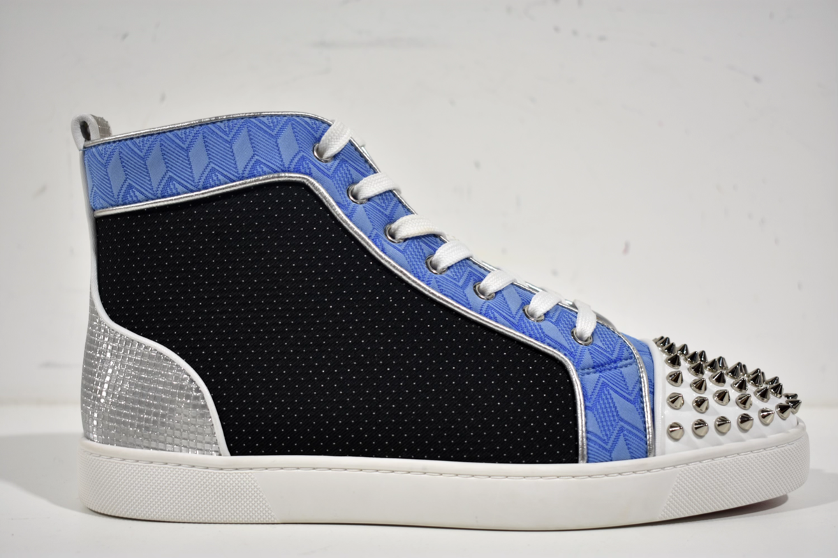 【Christian Louboutin】 Lou Spikes Orlatoスニーカー Christian Louboutin Lou Spikes Orlato Flat White Blue High