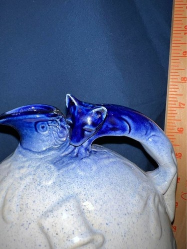 Fox Hunt Embossed Jug - Rockingham, England, Cobalt Blue & White - Picture 2 of 7