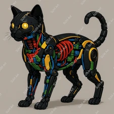 Digital Image Picture Photo Pic Wallpaper Robotic Cat with Inner Parts