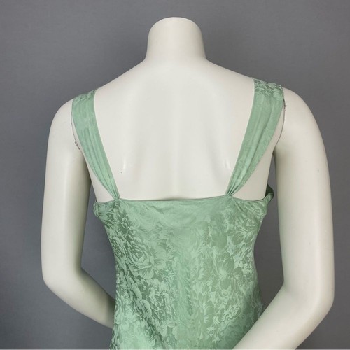 Vintage Silk Nightgown Sleepwear Slip Dress Size 6 Medium Women Green Floral - Picture 6 of 9