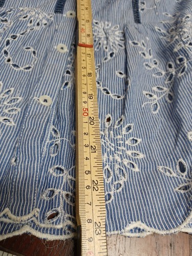 Anthro Holding Horses Josune Eyelet Blue top Pleat Womens 2 Cottagecore Babydoll - Picture 12 of 12